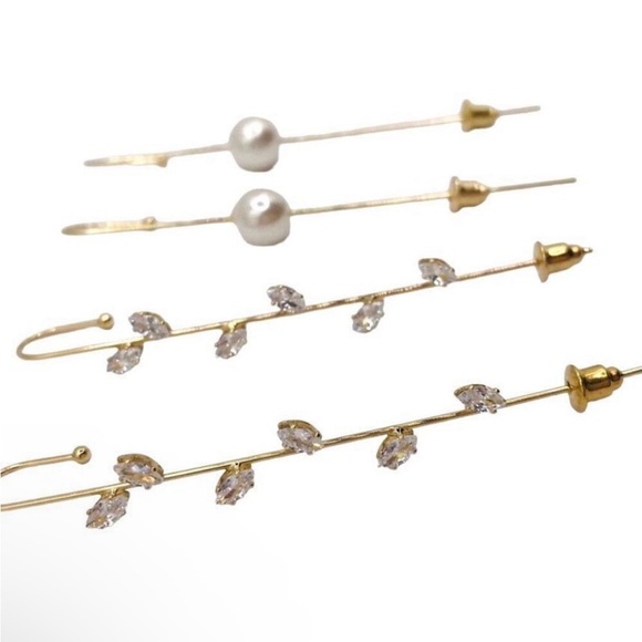 NWOT Bundle of Gold Cubic Zirconia Ear Cuff Earrings - Picture 2 of 3